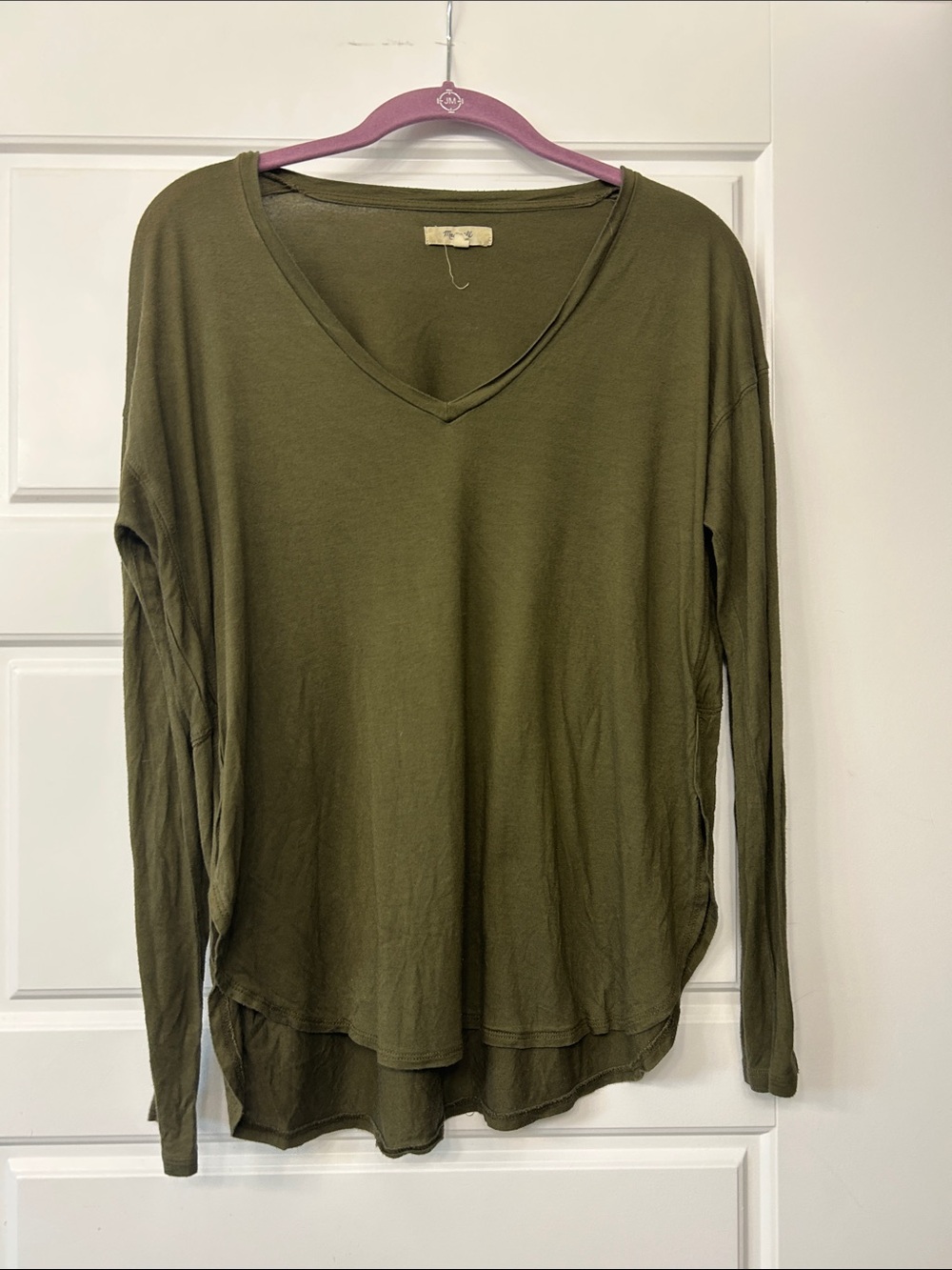 Madewell Olive Green V-Neck Long Sleeve Top